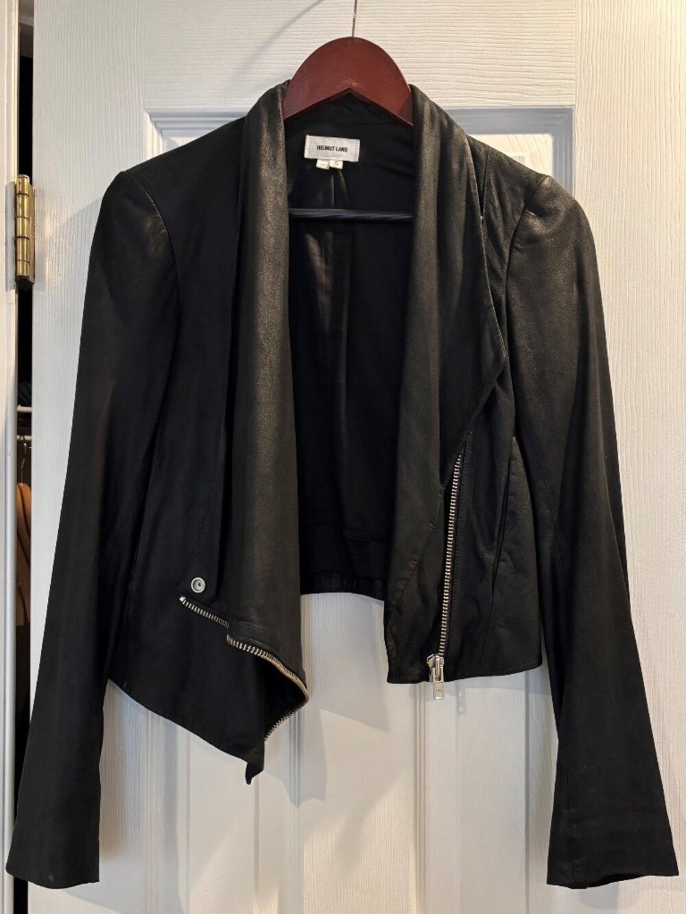 Helmut Lang Lamb Leather Biker Jacket Retail $1,295